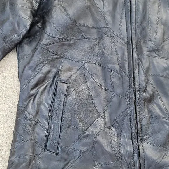 Vtg PB Basics Quilted Leather Jacket - Picture 2 of 7